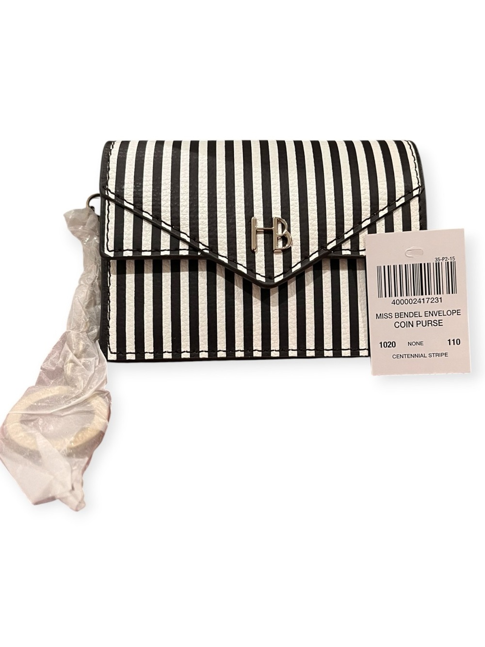 Henri Bendel "Miss Bendel" Centennial Stripe Envelope Wallet / Coin Purse NWT